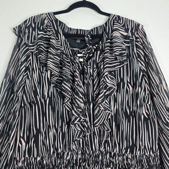 Lane Bryant Zebra Print Dress Women Plus Size 22-24 Black Long Sleeve Boho - Picture 2 of 15